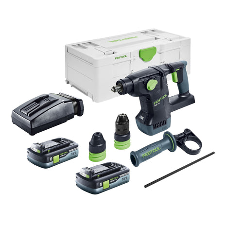 Marteau combiné à batterie Festool KHC 18 EB-Basic 18 V 2,6 J SDS-Plus sans balais + 2x batterie 4,0 Ah + chargeur + systainer