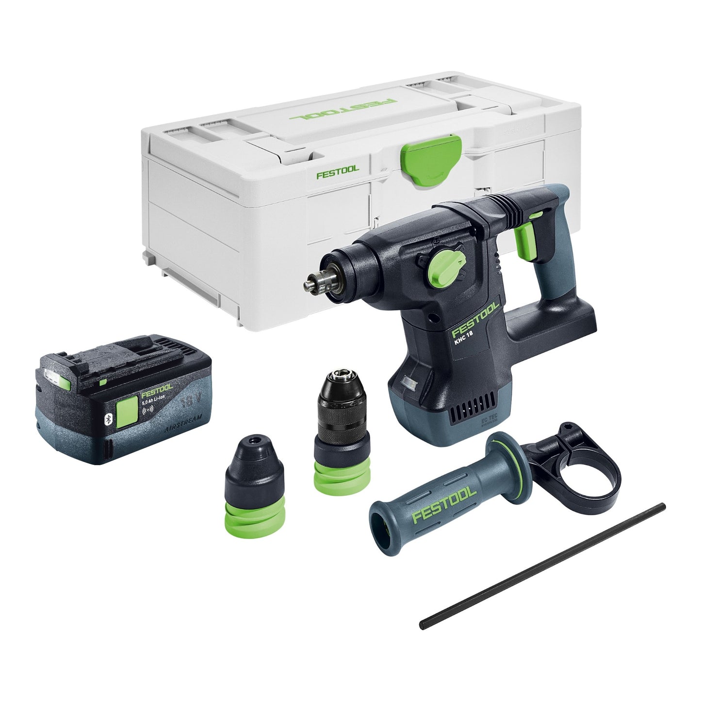 Marteau combiné à batterie Festool KHC 18 EB-Basic 18 V 2,6 J SDS-Plus brushless + 1x batterie 5,0 Ah + Systainer - sans chargeur