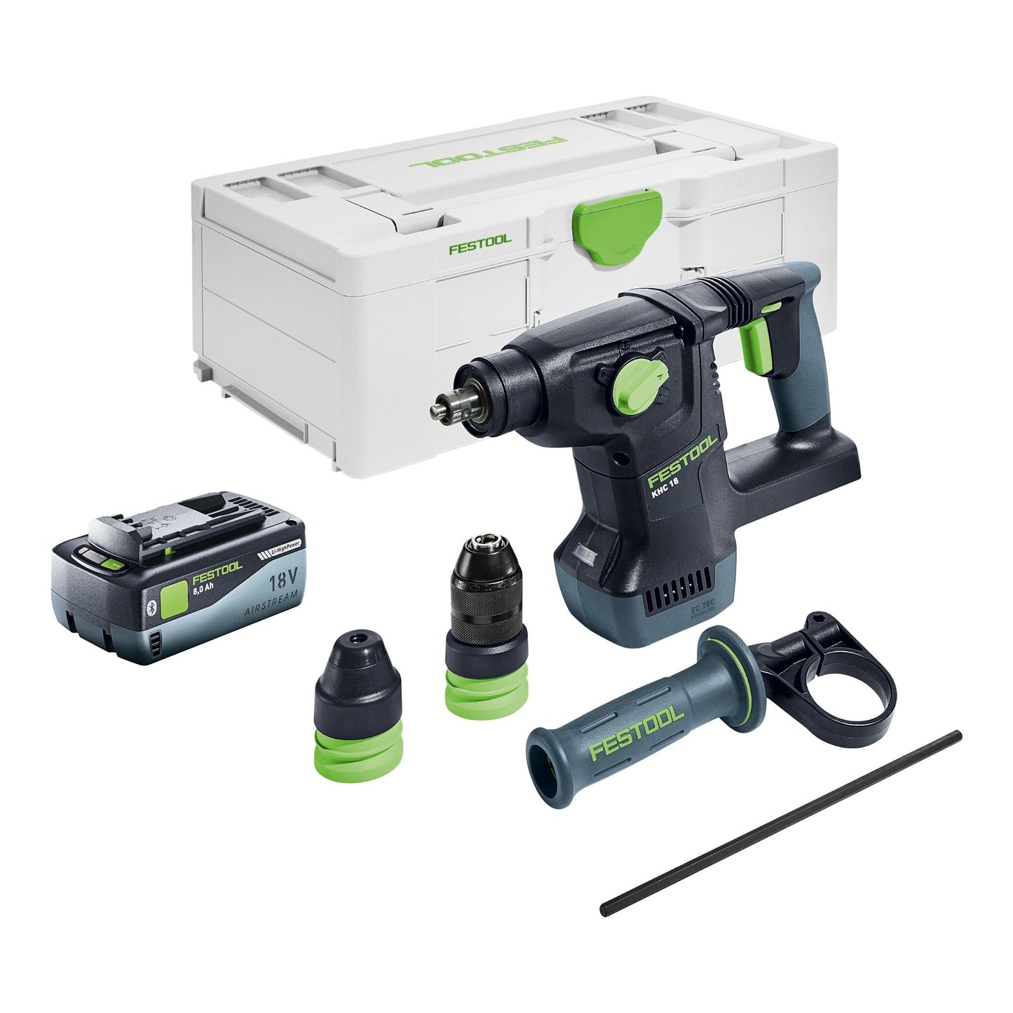 Marteau combiné à batterie Festool KHC 18 EB-Basic 18 V 2,6 J SDS-Plus brushless + 1x batterie 8,0 Ah + Systainer - sans chargeur