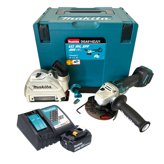 Makita DGA 514 RF1JU1 Meuleuse d'angle sur batterie 18 V 125 mm sans balais + 1x batterie 3,0 Ah + chargeur + Makpac