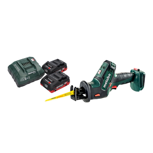 Scie sabre à batterie Metabo SSE 18 LTX Compact 18 V 13 mm + 2 batteries LiHD 4,0 Ah + chargeur