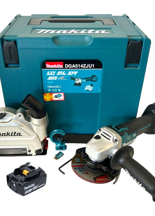 Makita DGA 514 T1JU1 Meuleuse d'angle sur batterie 18 V 125 mm sans balais + 1x batterie 5,0 Ah + Makpac - sans chargeur