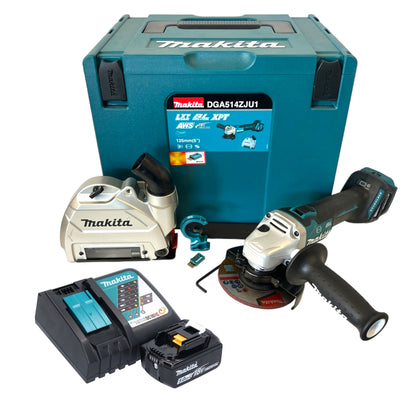 Makita DGA 514 RT1JU1 Meuleuse d'angle sur batterie 18 V 125 mm sans balais + 1x batterie 5,0 Ah + chargeur + Makpac