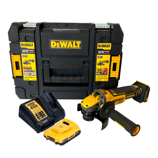 Meuleuse d'angle sur batterie DeWalt DCG 409 D1T 18 V 125 mm sans balais + 1x batterie 2,0 Ah + chargeur + TSTAK