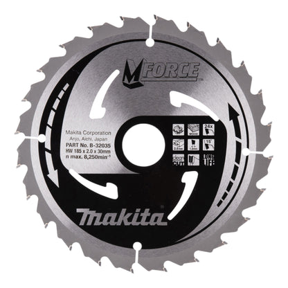 Lame de scie circulaire Makita M-FORCE 185 x 30 x 2,0 mm 24 dents (B-32035) pour le bois