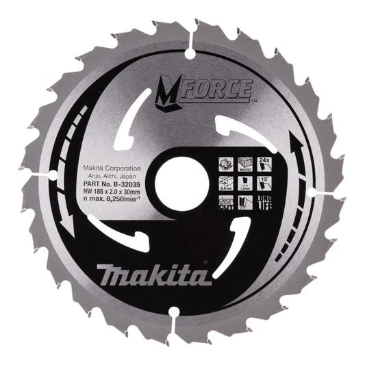 Makita M-FORCE Kreissägeblatt 185 x 30 x 2,0 mm 24 Zähne ( B-32035 ) für Holz