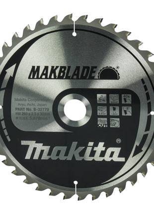 Lame de scie circulaire Makita MAKBLADE 260 x 30 x 2,3 mm 40 dents (B-32770) pour le bois