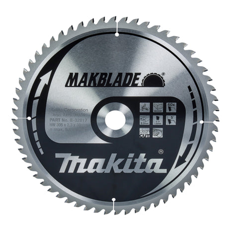 Lame de scie circulaire Makita MAKBLADE 305 x 30 x 2,3 mm 60 dents (B-32817) pour le bois