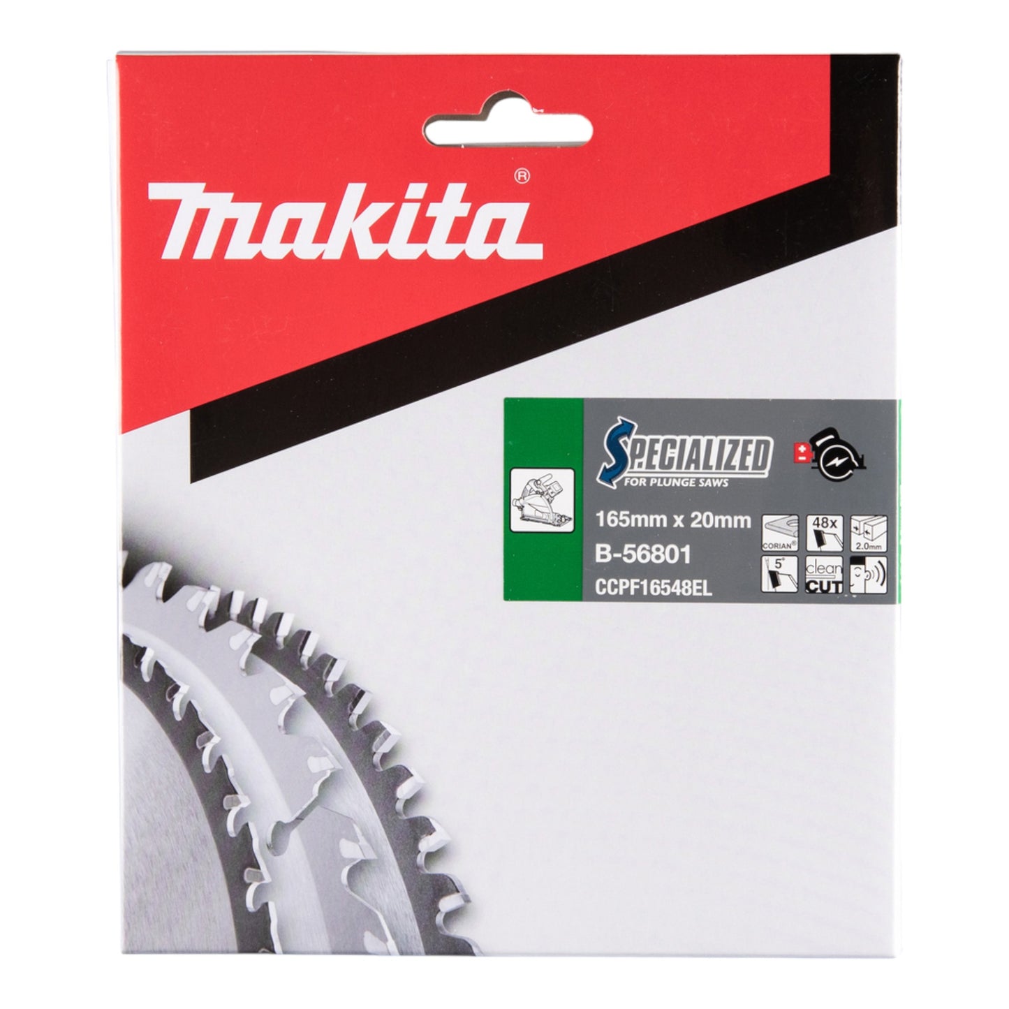 Makita CCPF16548EL Lame de scie circulaire SPECIALIZED 165 x 20 x 2,0 mm 48 dents (B-56801) pour matériau composite Corian