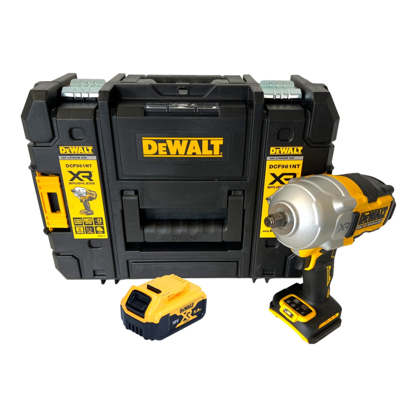 Clé à chocs sans fil DeWalt DCF 961 NT 18 V 1632 Nm 1/2" sans balais + 1x batterie 5,0 Ah + TSTAK - sans chargeur