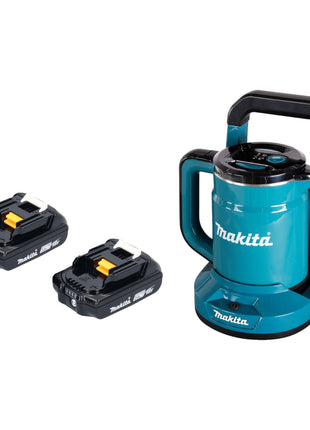 Bouilloire à batterie Makita DKT 360 A2 36 V (2x 18 V) 0,8 L + 2x batterie 2,0 Ah - sans chargeur