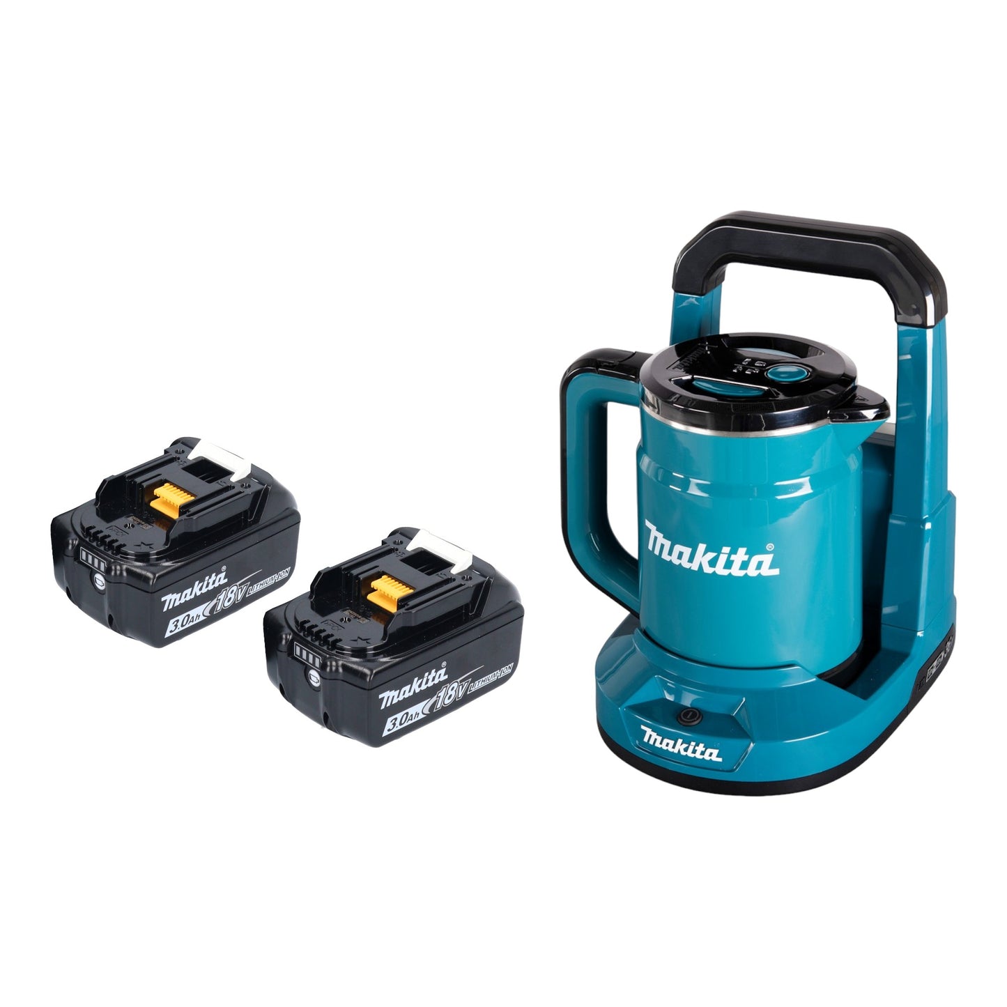 Bouilloire à batterie Makita DKT 360 F2 36 V (2x 18 V) 0,8 L + 2x batterie 3,0 Ah - sans chargeur