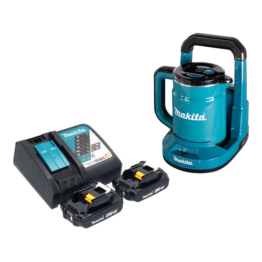 Makita DKT 360 RA2 Akku Wasserkocher 36 V ( 2x 18 V ) 0,8 L  + 2x Akku 2,0 Ah + Ladegerät