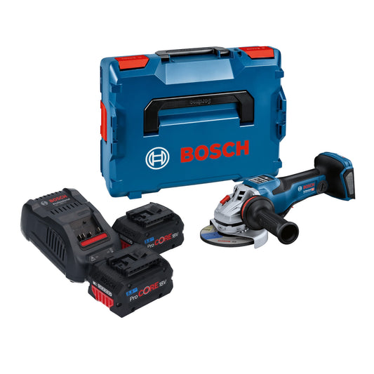 Bosch GWS 18V-15 PSC Professional Akku Winkelschleifer 18 V 125 mm BITURBO Brushless + 2x ProCORE Akku 5,5 Ah + Ladegerät + L-Boxx