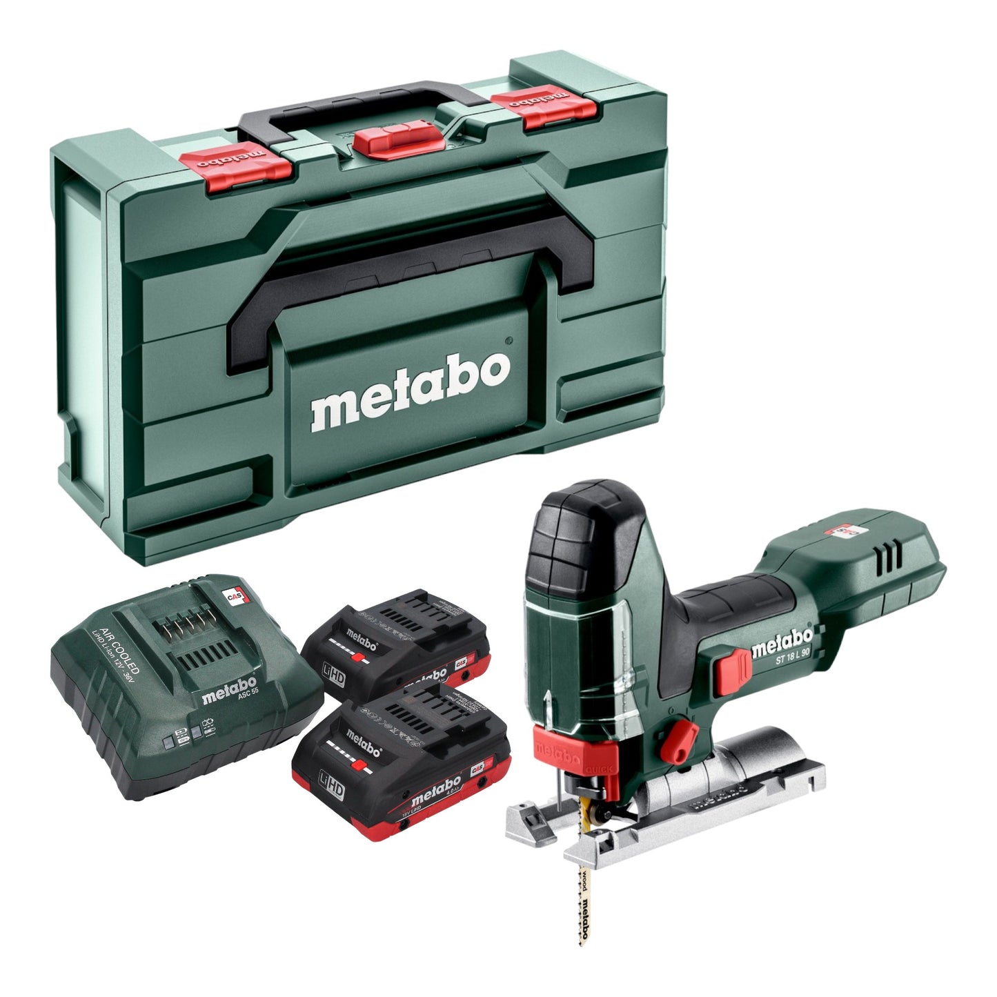 Metabo ST 18 L 90 Akku Stichsäge 18 V 90 mm + 2x LiHD Akku 4,0 Ah + Ladegerät + Metabox