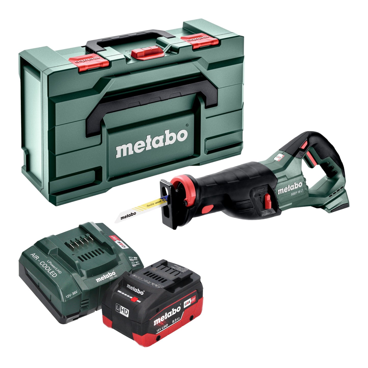 Scie sabre à batterie Metabo SSEP 18 LT 18 V 32 mm + 1 batterie LiHD 8,0 Ah + chargeur + Metabox