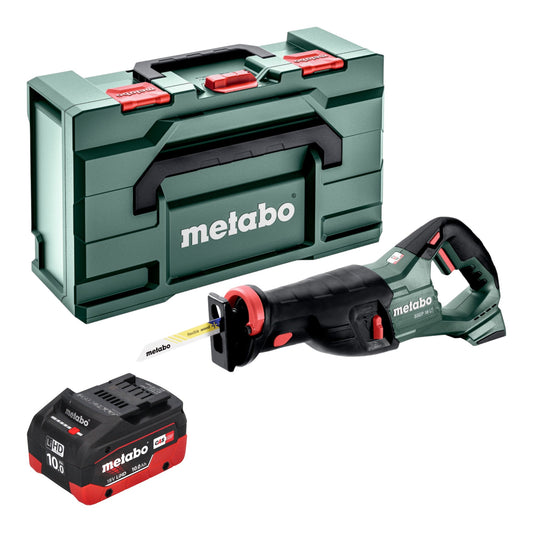 Scie sabre sur batterie Metabo SSEP 18 LT 18 V 32 mm + 1x batterie LiHD 10,0 Ah + Metabox - sans chargeur