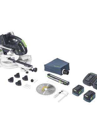 Sierra tronzadora de batería Festool KSC 60 EB-Basic KAPEX 18 V / 36 V 216 mm sin escobillas + 2 baterías 5,0 Ah + cargador doble