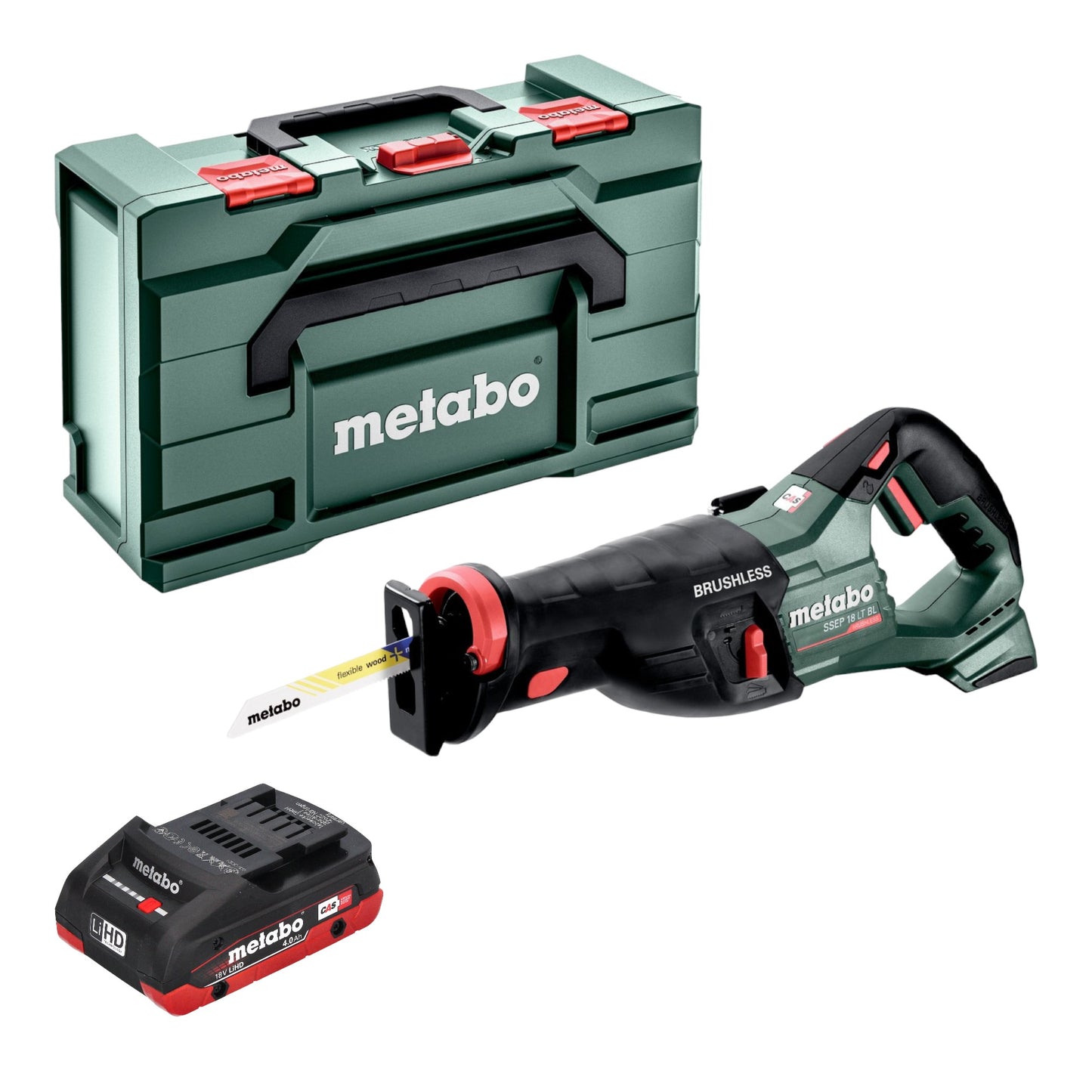 Scie sabre sur batterie Metabo SSEP 18 LT BL 18 V 32 mm sans balais + 1x batterie LiHD 4,0 Ah + Metabox - sans chargeur