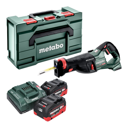 Scie sabre à batterie Metabo SSEP 18 LT BL 18 V 32 mm sans balais + 2x batterie LiHD 8,0 Ah + chargeur + Metabox