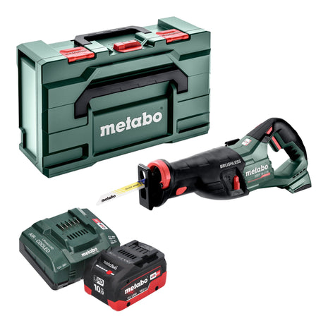 Sierra sable de batería Metabo SSEP 18 LT BL 18 V 32 mm sin escobillas + 1x batería LiHD 10,0 Ah + cargador + Metabox