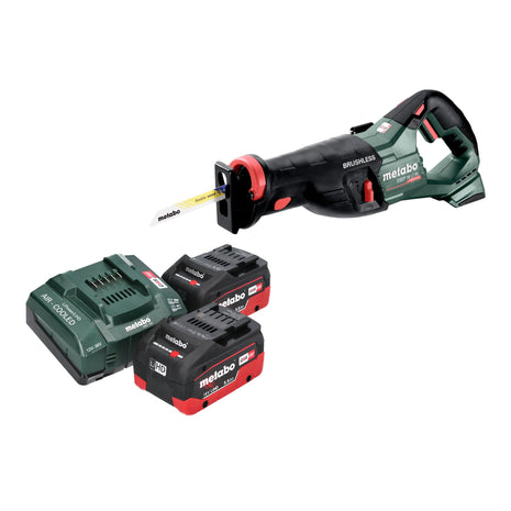 Sierra sable a batería Metabo SSEP 18 LT BL 18 V 32 mm sin escobillas + 2x batería LiHD 5,5 Ah + cargador