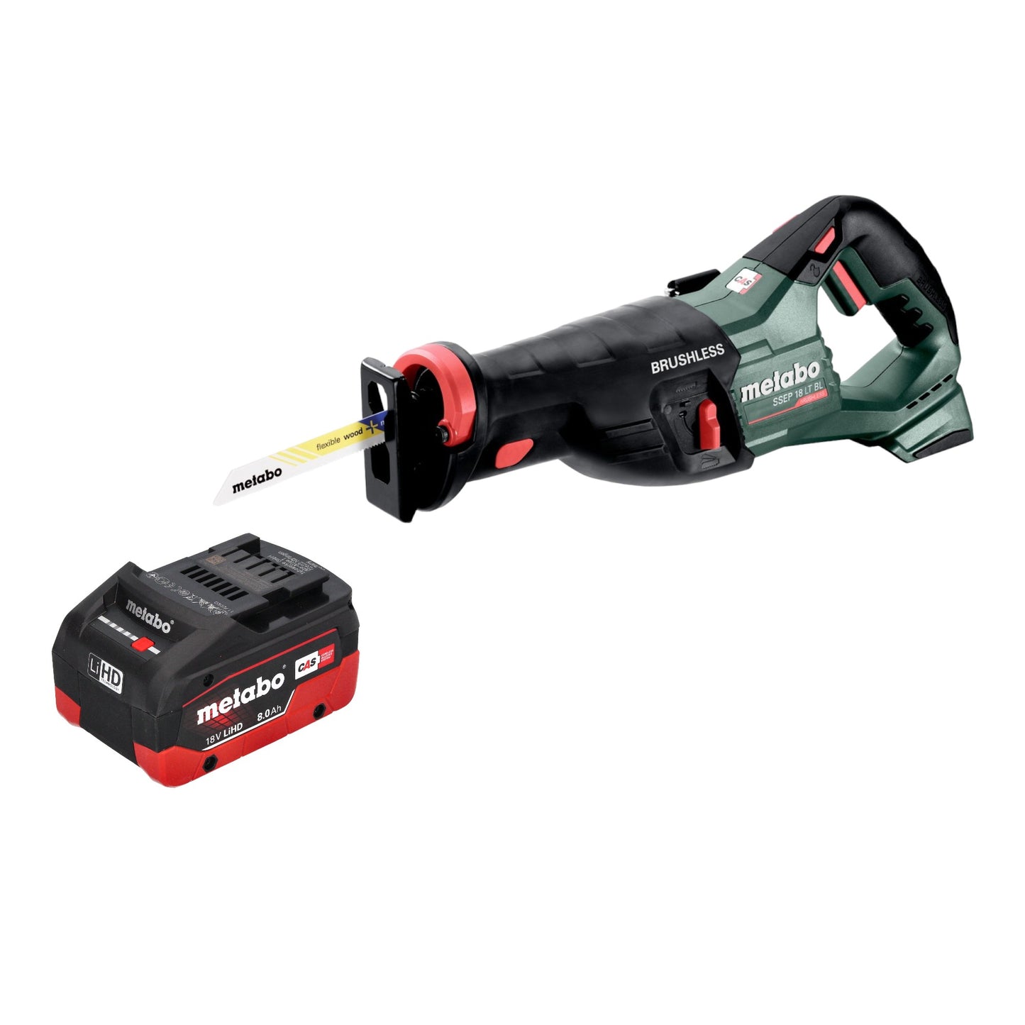 Metabo SSEP 18 LT BL Akku Säbelsäge 18 V 32 mm Brushless + 1x LiHD Akku 8,0 Ah - ohne Ladegerät