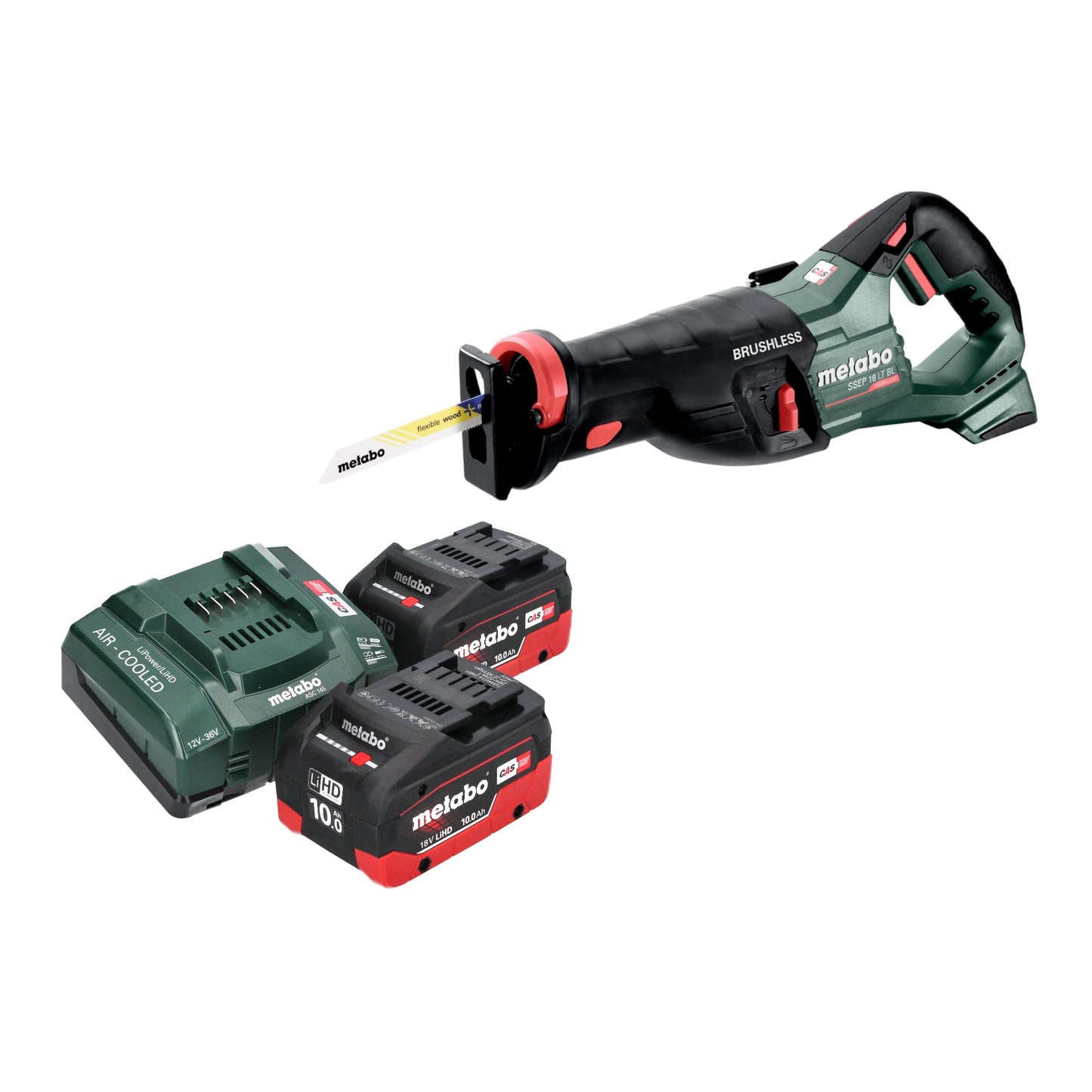 Metabo SSEP 18 LT BL Akku Säbelsäge 18 V 32 mm Brushless + 2x LiHD Akku 10,0 Ah + Ladegerät