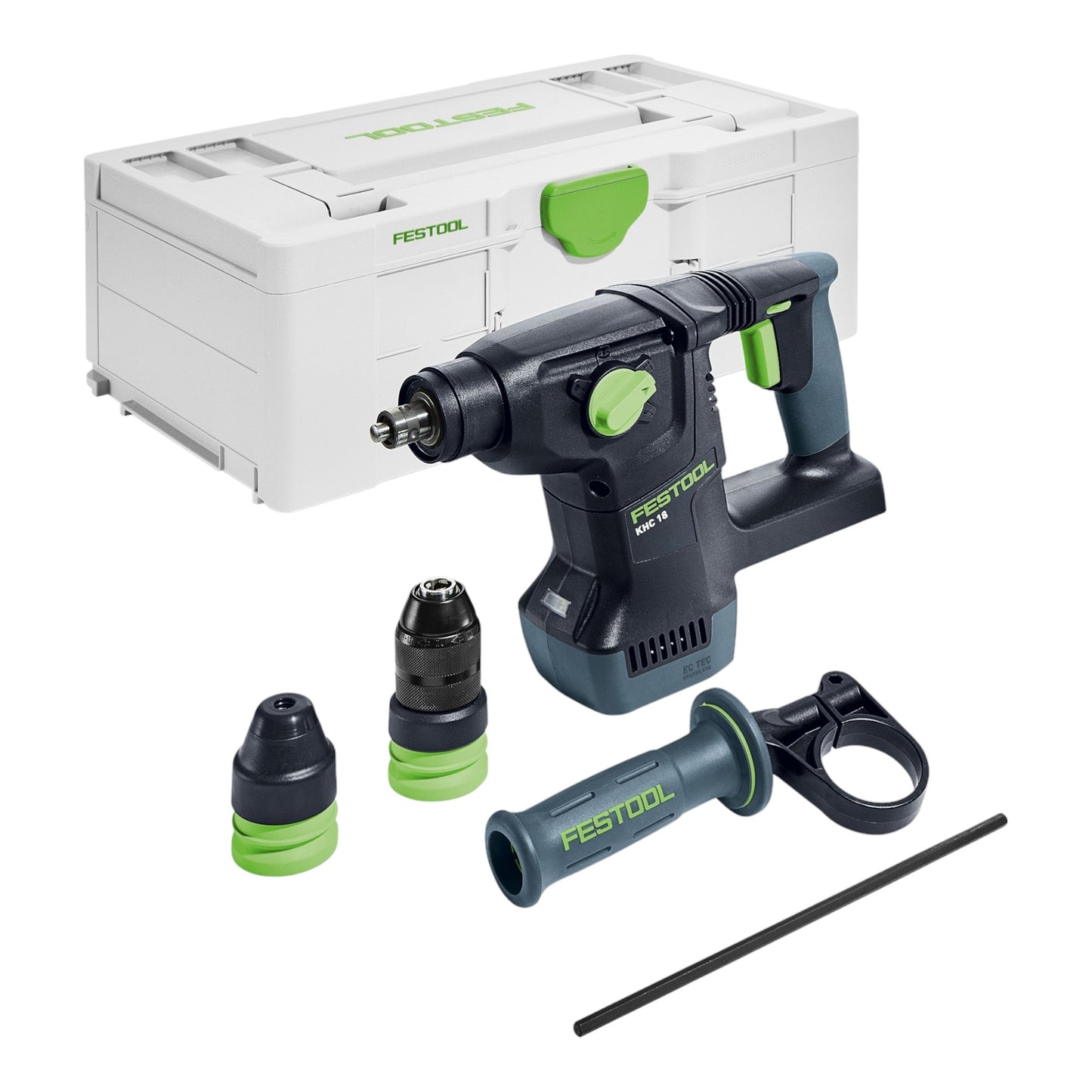 Festool KHC 18 EB-Basic Akku Kombihammer 18 V 2,6 J SDS-Plus Brushless + 2x Akku 4,0 Ah + Schnellladegerät + Systainer