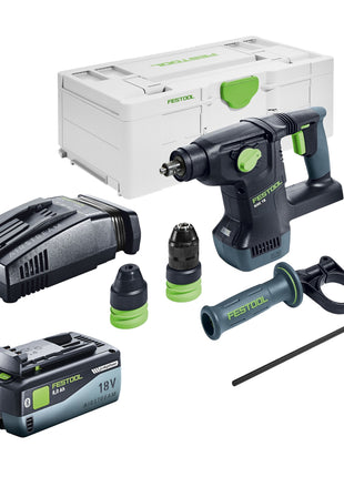 Marteau combiné à batterie Festool KHC 18 EB-Basic 18 V 2,6 J SDS-Plus sans balais + 1 batterie 8,0 Ah + chargeur rapide + systainer