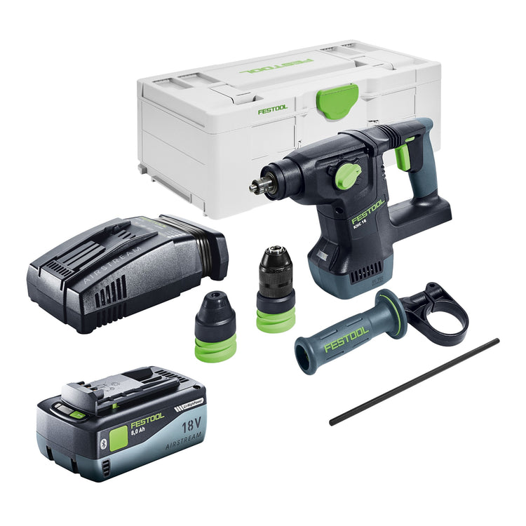 Festool KHC 18 EB-Basic Akku Kombihammer 18 V 2,6 J SDS-Plus Brushless + 1x Akku 8,0 Ah + Schnellladegerät + Systainer