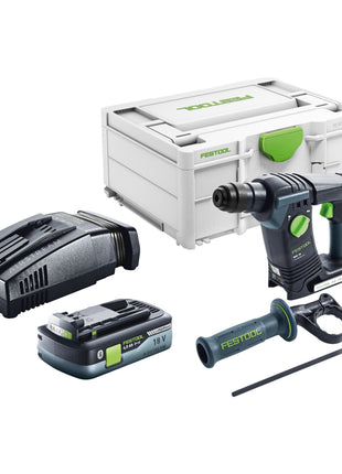 Marteau perforateur sans fil Festool BHC 18-Basic 18 V 1,8 J SDS Plus sans balais + 1 batterie 4,0 Ah + chargeur rapide + systainer