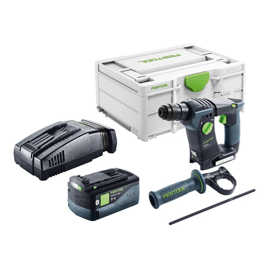 Marteau perforateur sans fil Festool BHC 18-Basic 18 V 1,8 J SDS Plus sans balais + 1 batterie 5,0 Ah + chargeur rapide + systainer