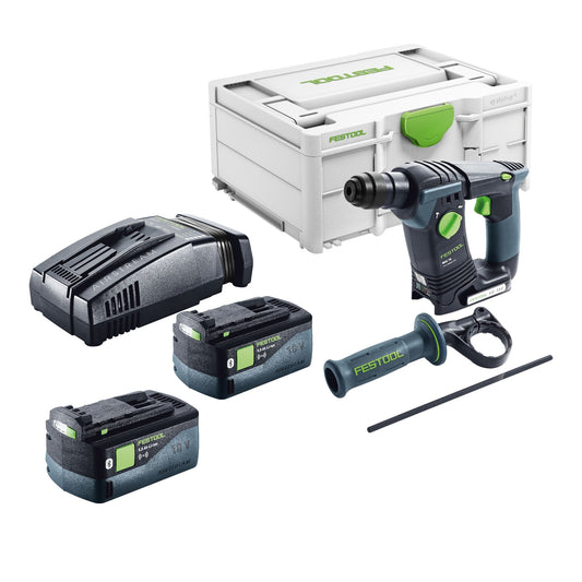 Marteau perforateur sans fil Festool BHC 18-Basic 18 V 1,8 J SDS Plus sans balais + 2 batteries 5,0 Ah + chargeur rapide + systainer