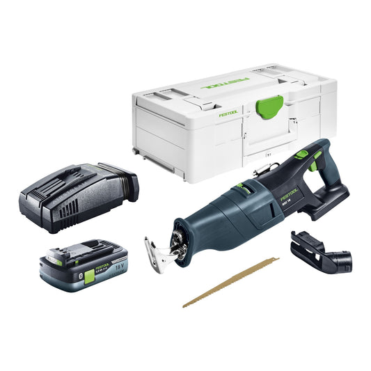 Scie sabre sans fil Festool RSC 18 EB-Basic 18 V sans balais + 1x batterie 4,0 Ah + chargeur rapide + systainer