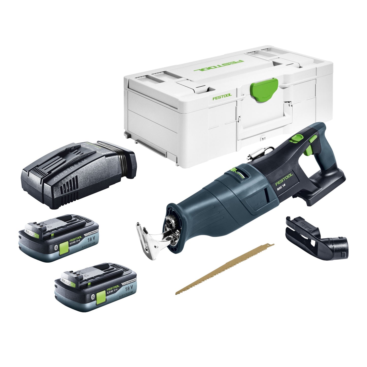 Scie sabre sur batterie Festool RSC 18 EB-Basic 18 V sans balais + 2 batteries 4,0 Ah + chargeur rapide + systainer