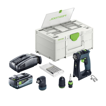 Festool CXS 18-Basic-Set Akku Bohrschrauber 18 V 40 Nm Brushless + 1x Akku 8,0 Ah + Schnellladegerät + Systainer