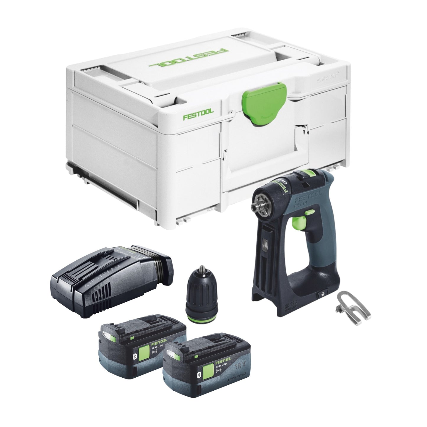 Festool CXS 18-Basic perceuse-visseuse sans fil 18 V 40 Nm sans balais + 2 batteries 5,0 Ah + chargeur rapide + systainer