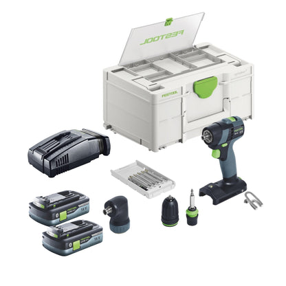 Festool TXS 18-Basic-Set Akku Bohrschrauber 18 V 40 Nm Brushless + 2x Akku 4,0 Ah + Schnellladegerät + Systainer