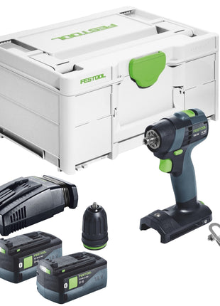 Festool TXS 18-Basic perceuse-visseuse sans fil 18 V 40 Nm sans balais + 2 batteries 5,0 Ah + chargeur rapide + systainer