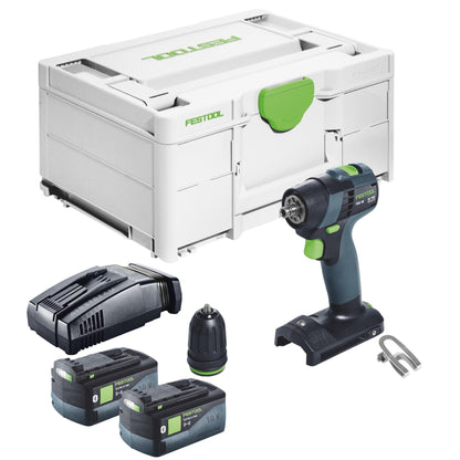 Festool TXS 18-Basic perceuse-visseuse sans fil 18 V 40 Nm sans balais + 2 batteries 5,0 Ah + chargeur rapide + systainer