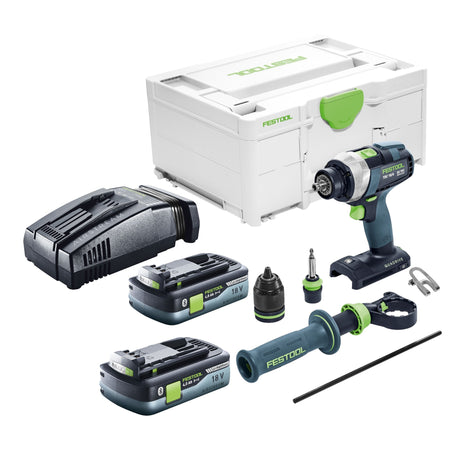 Festool TDC 18/4 I-Basic perceuse-visseuse sans fil 18 V 75 Nm sans balais + 2x batteries 4,0 Ah + chargeur rapide + systainer