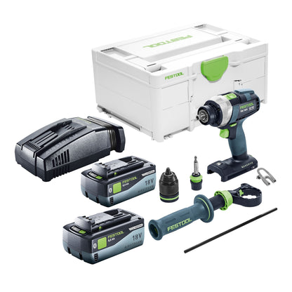 Festool TDC 18/4 I-Basic perceuse-visseuse sans fil 18 V 75 Nm sans balais + 2 batteries 8,0 Ah + chargeur rapide + systainer