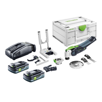 Festool VECTURO OSC 18 E-Basic Set oscillateur à batterie 18 V Starlock Max Brushless + 2x batterie 4,0 Ah + chargeur rapide + systainer