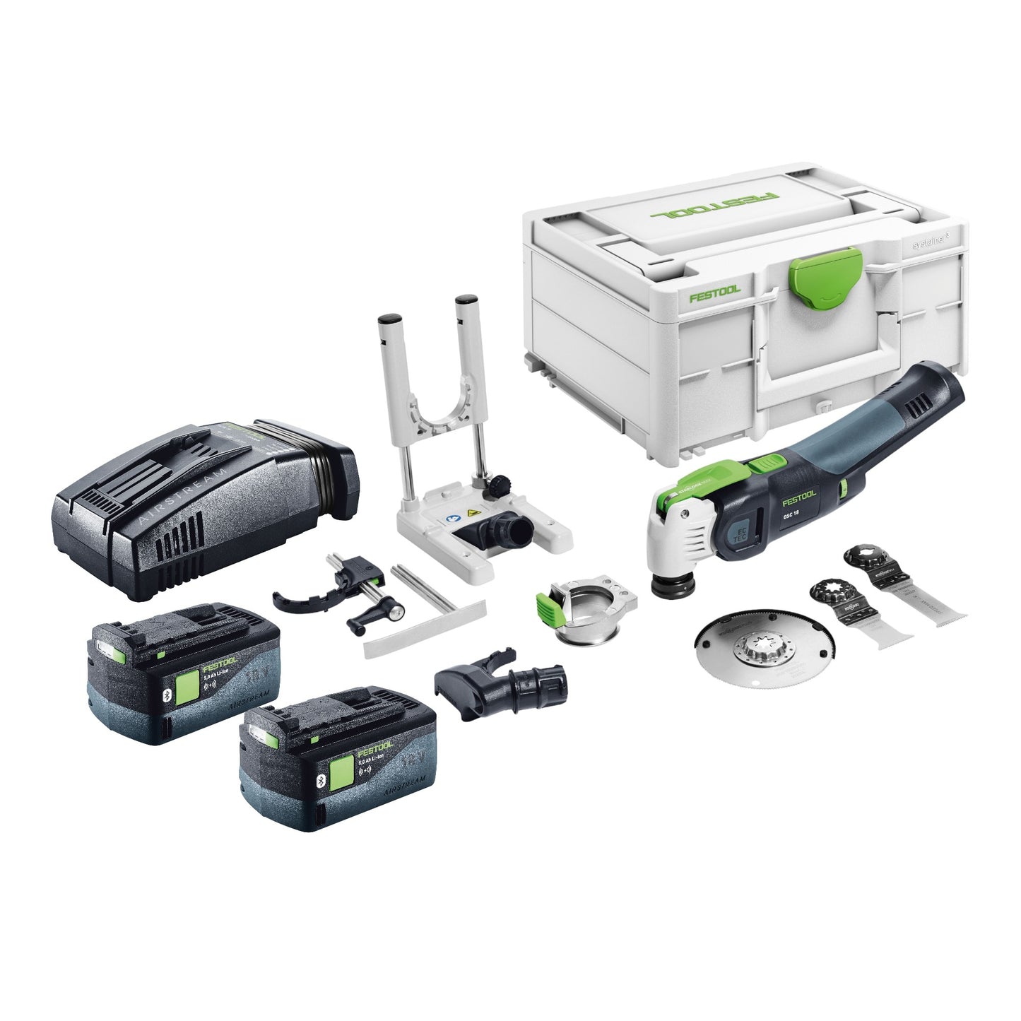 Festool VECTURO OSC 18 E-Basic Set Akku Oszillierer 18 V Starlock Max Brushless + 2x Akku 5,0 Ah + Schnellladegerät + Systainer