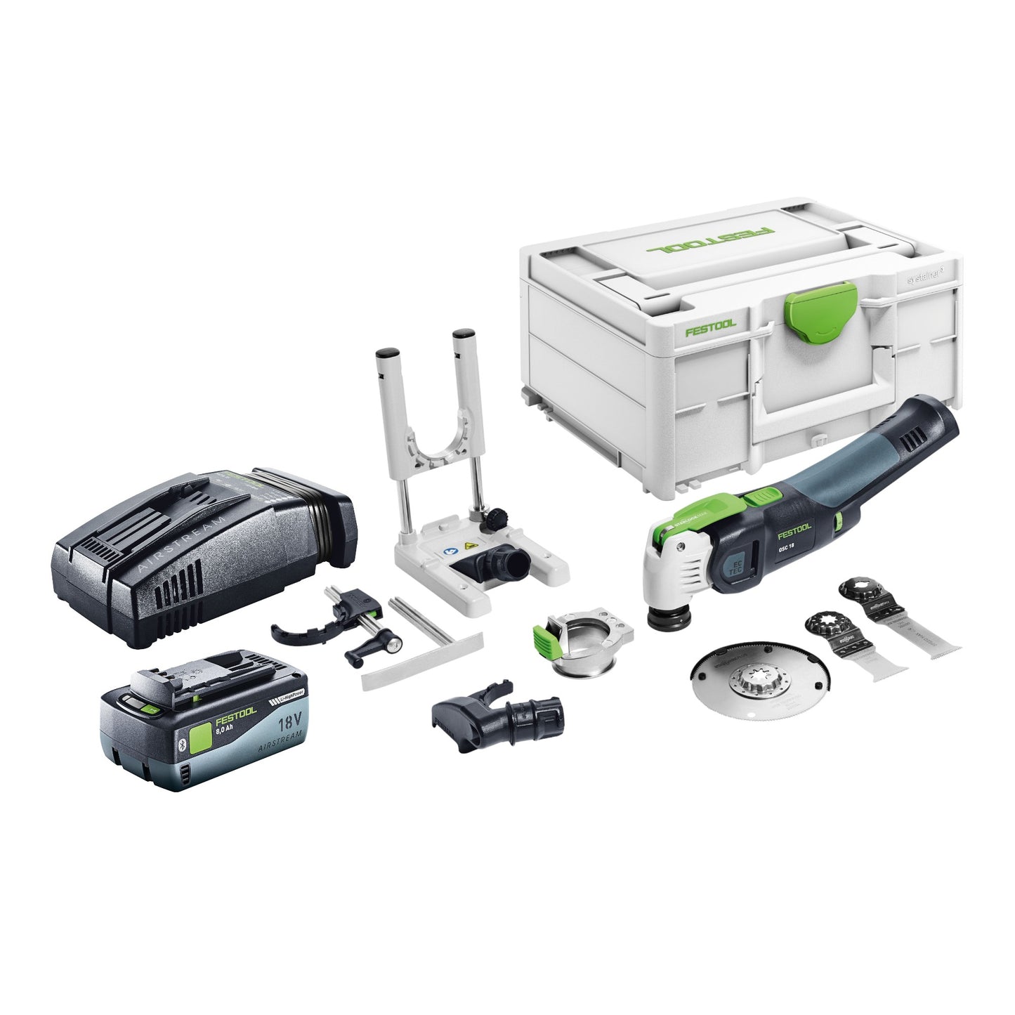 Festool VECTURO OSC 18 E-Basic Set Akku Oszillierer 18 V Starlock Max Brushless + 1x Akku 8,0 Ah + Schnellladegerät + Systainer