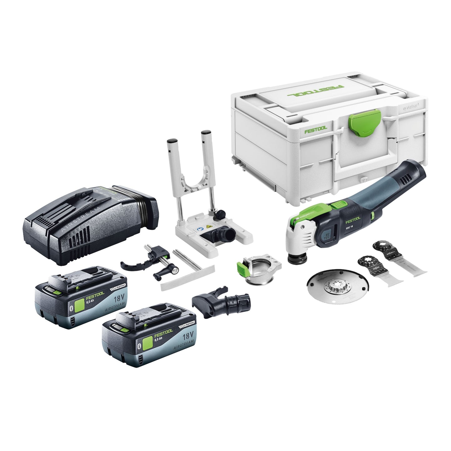 Festool VECTURO OSC 18 E-Basic Set oscillateur à batterie 18 V Starlock Max Brushless + 2x batterie 8,0 Ah + chargeur rapide + systainer