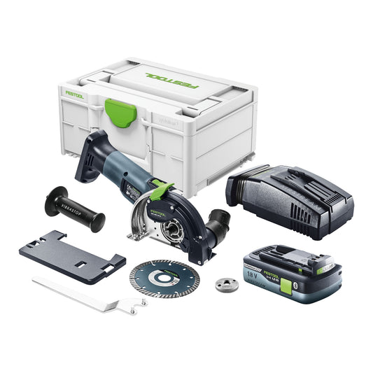 Festool DSC-AGC 18-125 FH EB-Basic système de séparation de batterie à main levée 18 V 125 mm sans balais + 1x batterie 4,0 Ah + chargeur rapide + systainer