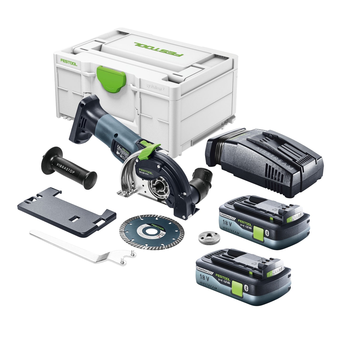 Festool DSC-AGC 18-125 FH EB-Basic système de séparation de batterie à main levée 18 V 125 mm sans balais + 2x batterie 4,0 Ah + chargeur rapide + systainer