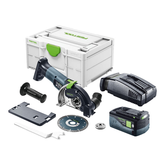 Festool DSC-AGC 18-125 FH EB-Basic système de séparation de batterie à main levée 18 V 125 mm sans balais + 1x batterie 5,0 Ah + chargeur rapide + systainer